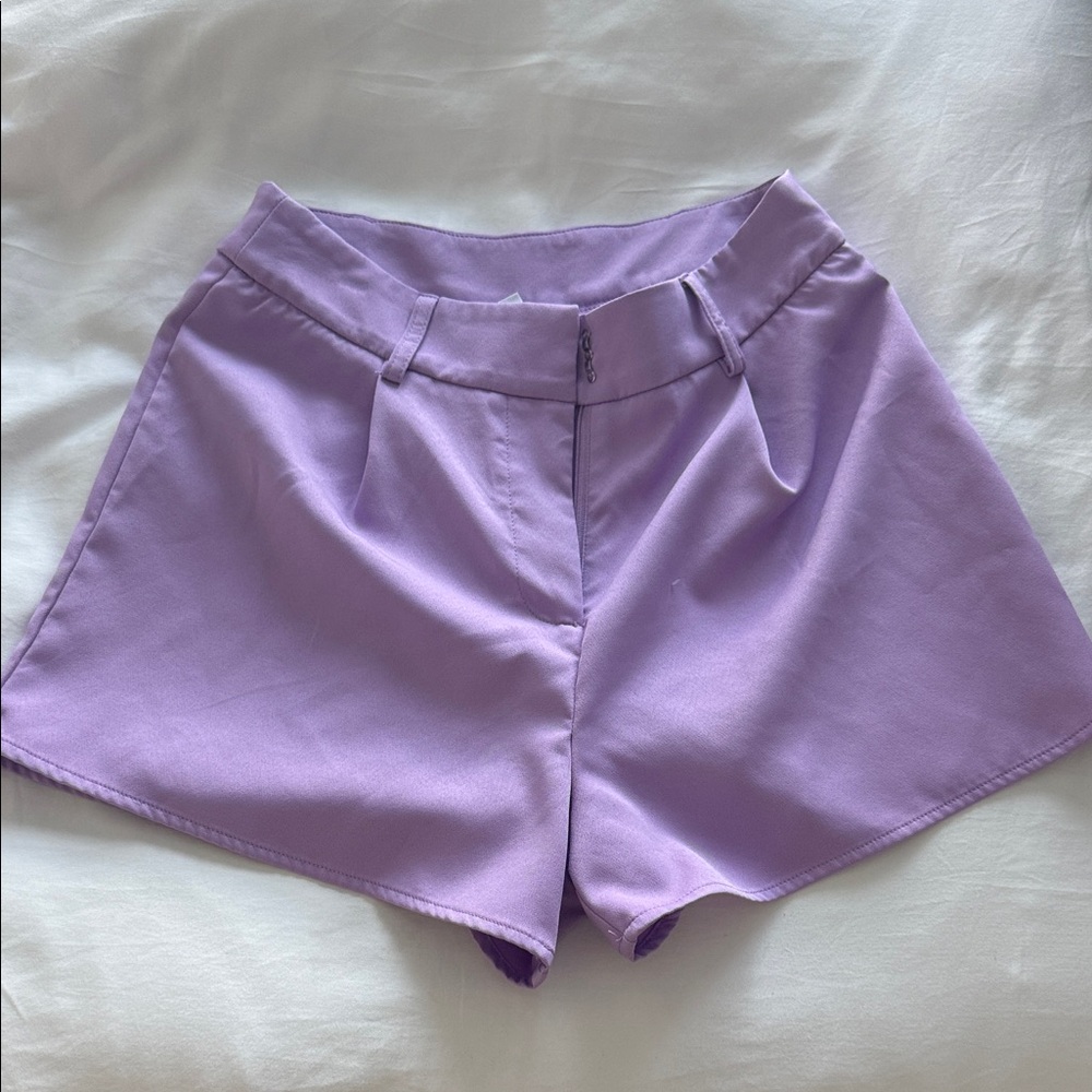High-Waist Lavender Tailored Women’s Shorts